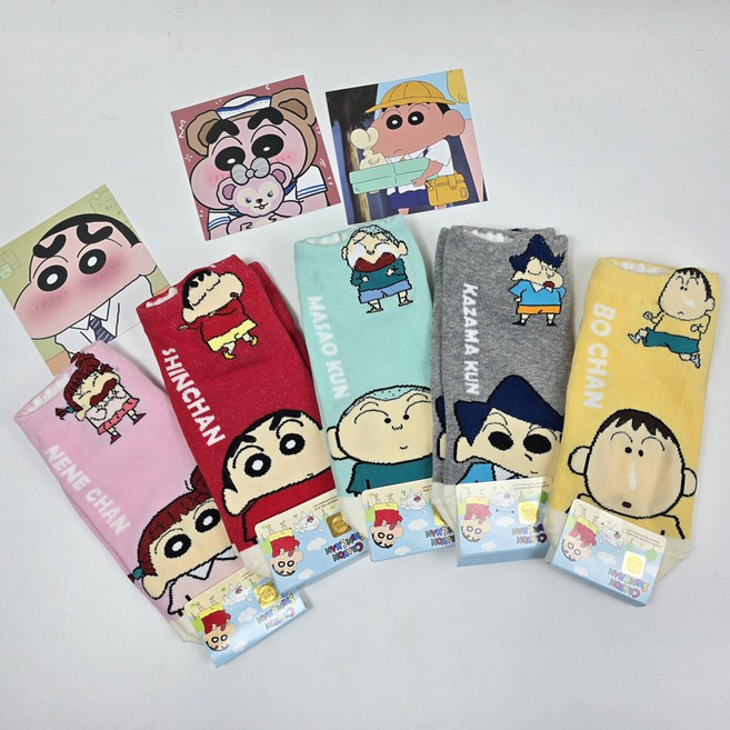 짱구 더블 캐릭터 여성 여자 스니커즈 귀여운 발목 양말 귀여운 학생