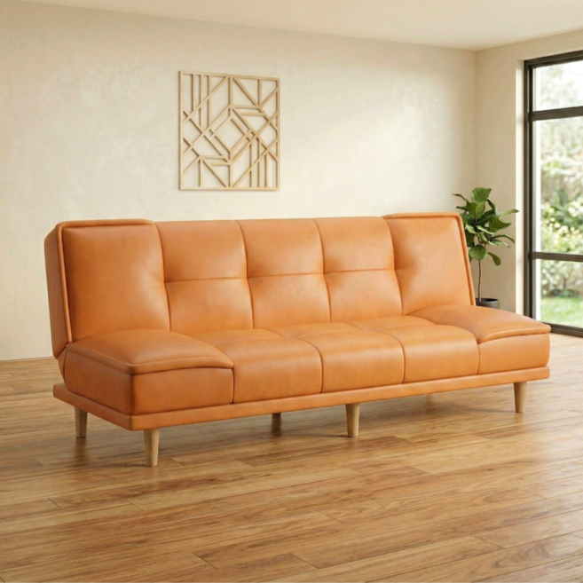 베아트룸 접이식 각도조절 1-2인용 가죽소파 BRL6, 오렌지_100cm