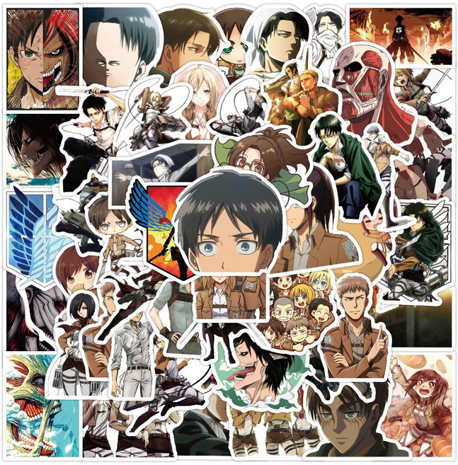 2026 NEW 일본 애니메이션 스티커 다꾸 어린이선물 대용량 몬스터팩 설선물 추석선물 어린이날선물, 1세트, 진격의 거인