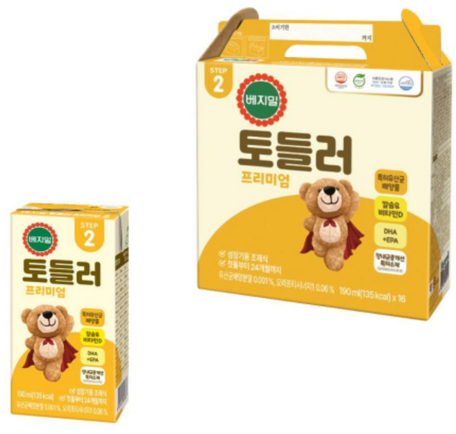 베지밀 토들러 프리미엄 2단계 190mlx16팩SET, 단품, 단품
