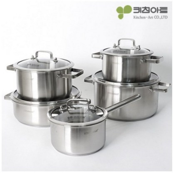 키친아트 올가 IH 인덕션냄비 5종 세트, 편수 18cm + 양수 20cm + 22cm + 전골 26cm + 곰솥 26cm