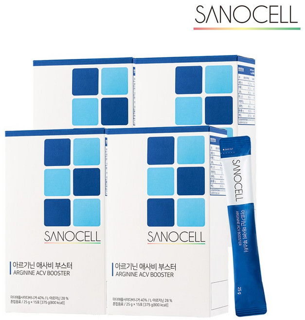 사노셀 아르기닌 애사비 부스터 4박스 (25g x 60포), 25g, 15, 60개