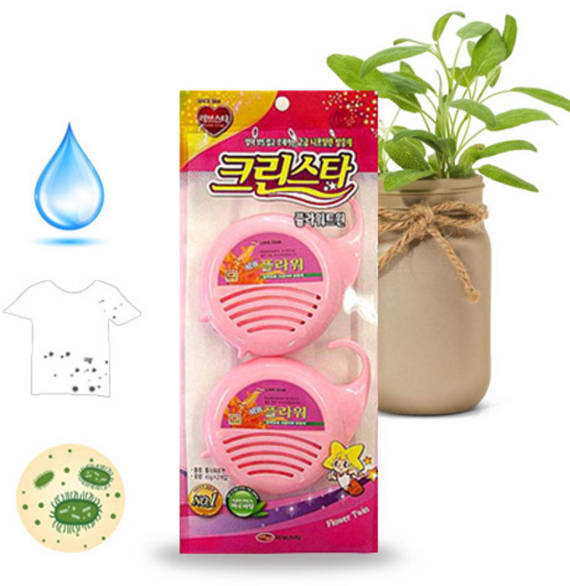 크린스타 나프탈렌 방충제 플라워트윈 2매입×1개, 1개, 50g