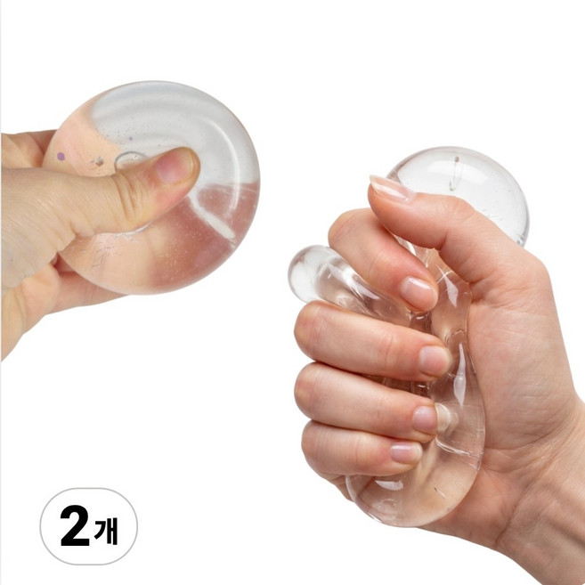 리즈니 말랑이 원형 스퀴시 스트레스볼, 2개, 120g, 반투명 화이트