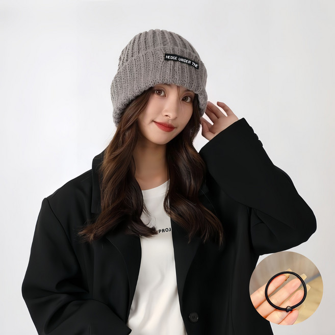 파머이 여성 얼굴 작아보이는 꽈배기 니트 방한 모자