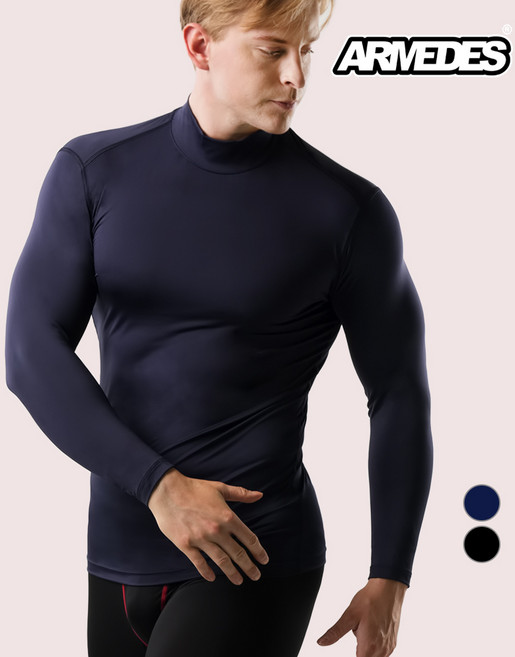 아르메데스 남성용 기모 발열내의 터틀넥 상의 AR-25