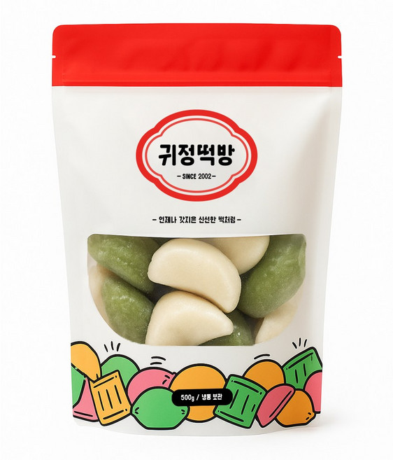 귀정떡방 굳지않는 팥앙금 반달 송편 바람떡 개피떡 아침대용식사 영양 아이 간식, 1세트, 500g