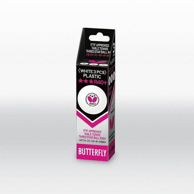 버터플라이 3스타볼 시합구 R40+ 탁구공 3개입, 화이트, 1개