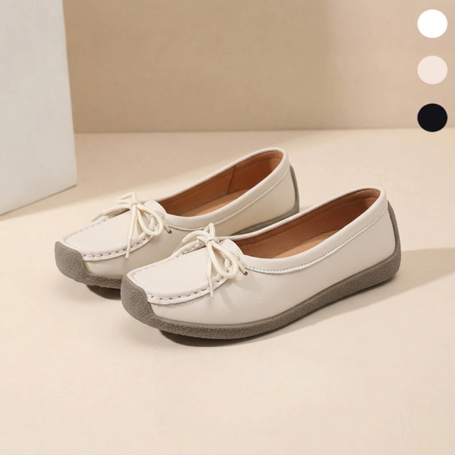 여성용 편안하고 가벼운 천연 가죽 로프트 신발 플랫 슈즈