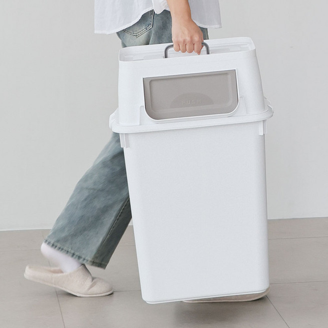 리빙스마일 이지 대용량 60L 분리수거함 플라스틱 쓰레기통 업소용 가정용, 이지 60 화이트마블