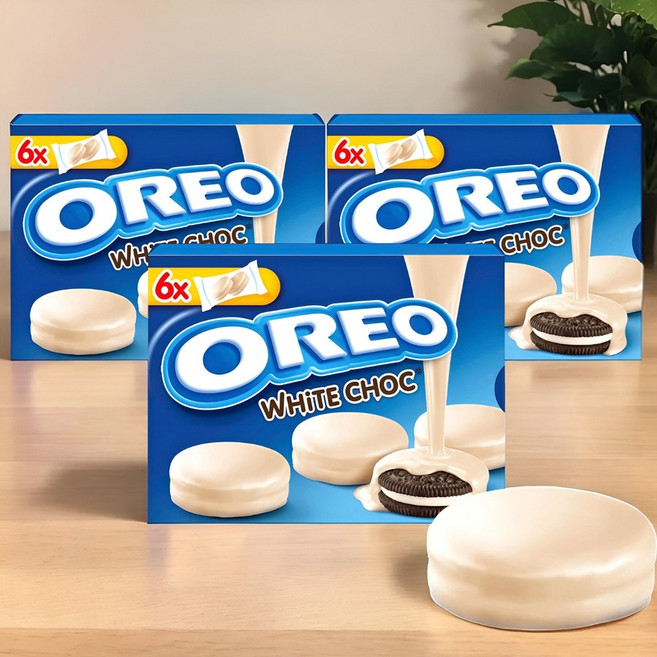 미국 오레오 화이트 초콜릿 퍼지 코팅 초코 쿠키 6개입 x3박스 비스킷, 246g, 3박스
