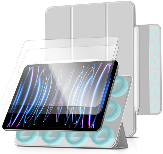 더조은셀러 2단 분리 폴리오 마그네틱 스탠딩 케이스, 페일그레이, 1개