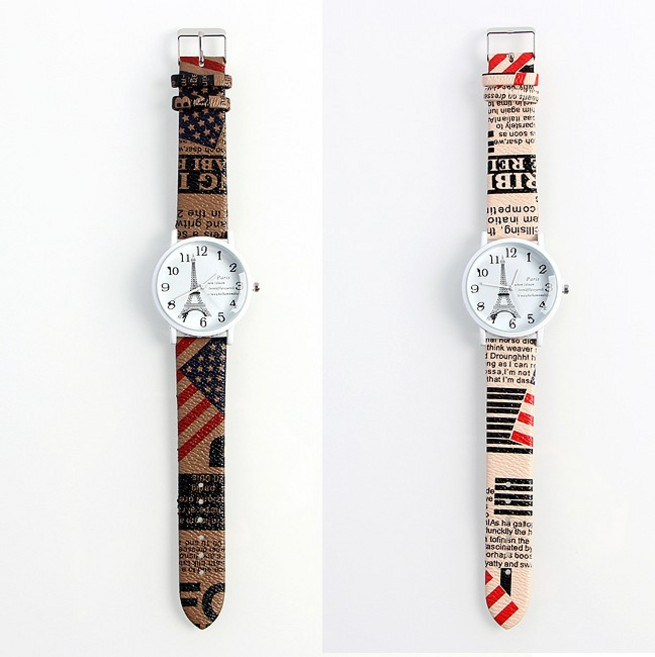 파리 에펠탑 패션 손목시계/색상 흰색+갈색