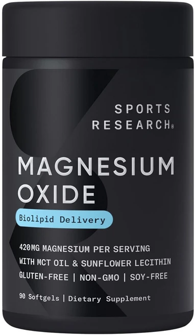 스포츠리서치 마그네슘 옥사이드 420mg 소프트젤, 1개, 90정 - 쿠팡