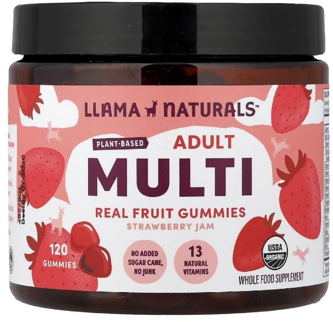 Llama Naturals 성인용 식물성 종합 젤리 과일 딸기 구미 120개, 1개 - 쿠팡