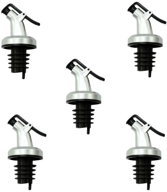 오일병마개 시럽 양념 유리병 꿀병 소스병 푸어러 뚜껑 덮개 마개 J형, 실버블랙, 5개