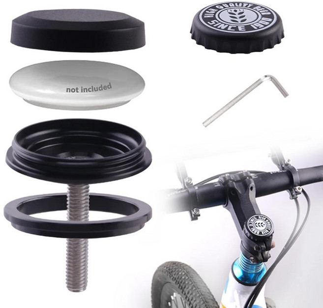 도난 방지 자전거 마운트 프론트 포크 다운 튜브 브래킷 헤드셋 캡 에어태그 보관용, 색상: 1. Bike Headset Cover, 1개