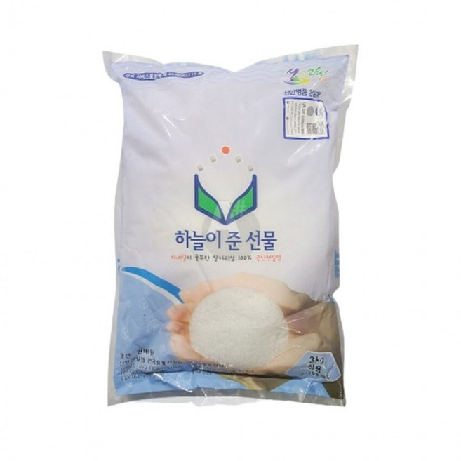 하늘이 준 선물 식용천일염 3kg 요리용 식당용 업소용소금 찌개소금 무침용소금 양념소금 업소용 대용량, 1g, 1개