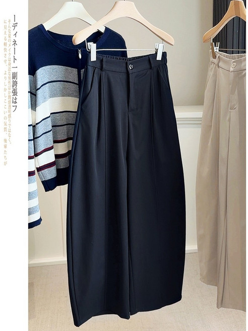 레이디매직 데일리 편안한 착용감 뒷밴딩 핀턱 와이드 슬랙스 모던핏 여성 롱 팬츠