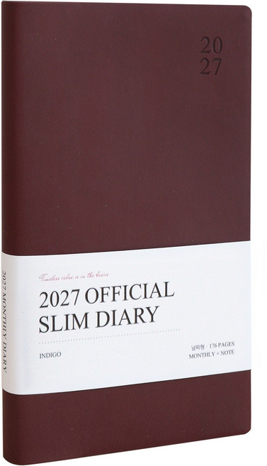 인디고 2027 오피셜 슬림 먼슬리 업무용 다이어리, 1개, 레드빈