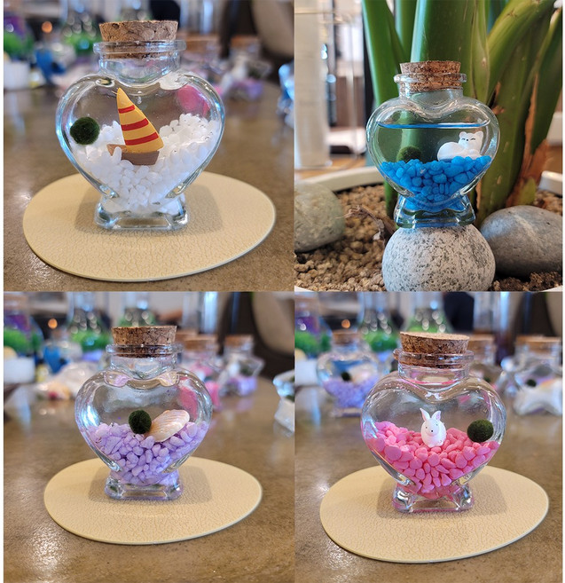 마리모키우기 국산 DIY 별 하트 미니유리어항, 화이트, 토끼, 1개