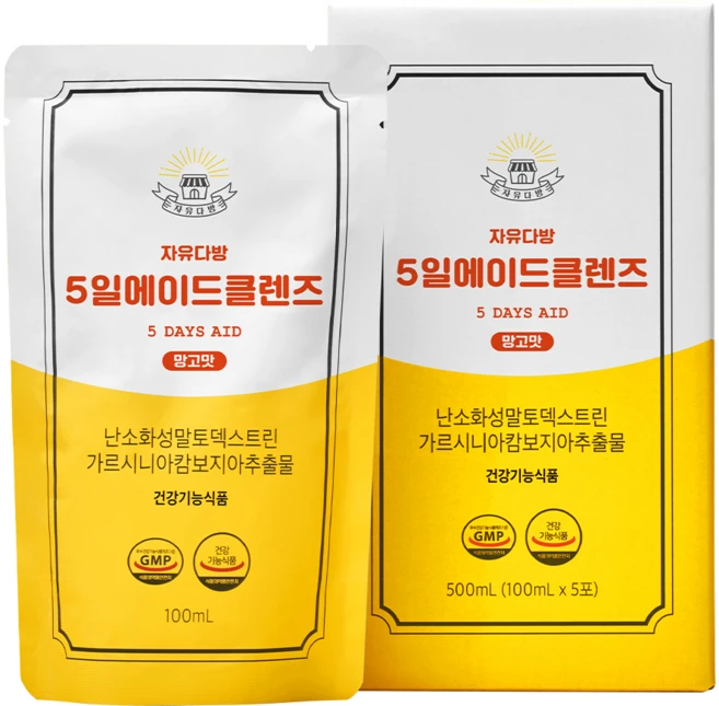 자유다방 5일에이드클렌즈 망고맛, 100ml, 5개 - 쿠팡