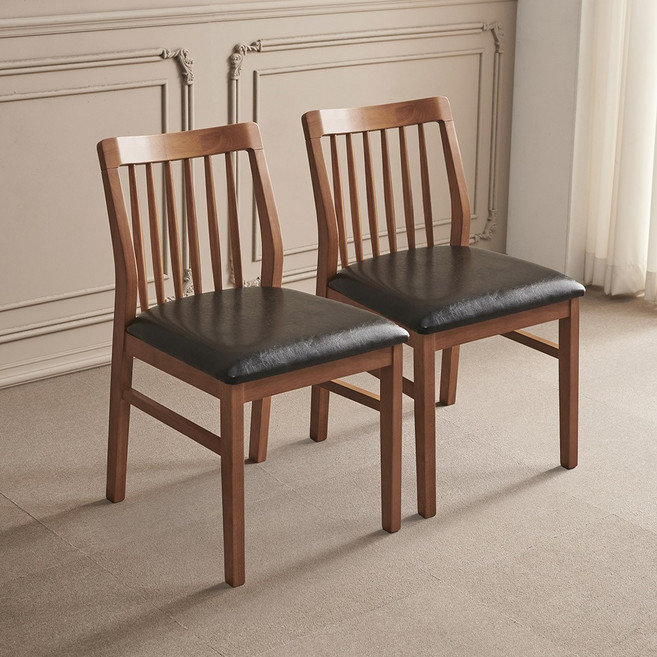 라로퍼니처 모카 고무나무 원목 식탁 의자 카페 인테리어 체어, 월넛, 2개