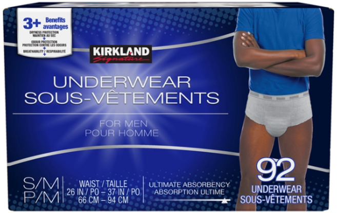 (남성용) 커클랜드 성인용 환자용 일회용 기저귀 요실금팬티 어른기저귀 변실금 위생패드, 92개
