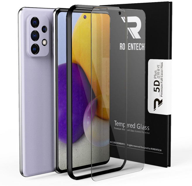 로랜텍 풀커버 지문인식 호환 강화유리 휴대폰 액정보호필름, 1개