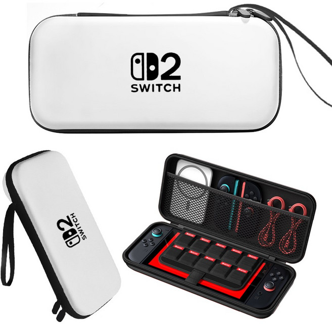 플쿠아 닌텐도 스위치2 전용 슬림 케이스 파우치 수납 가방, 1개, 화이트, 닌텐도스위치2 슬림