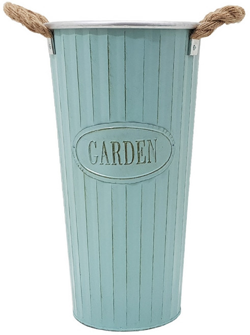 한소픈 양철 빈티지 가든 민트 우산통 긴통 (중) 양철소품 화분통 인테리어용품 수납바스켓, 1개