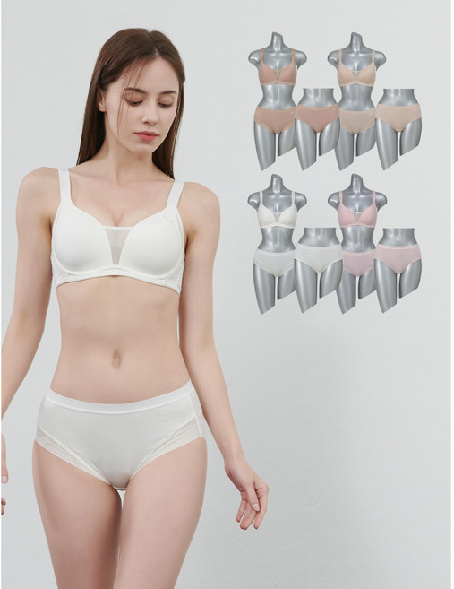 재입고! [푸마 바디웨어] 여성 노와이어 풀커버 몰드 브라팬티+세컨팬티 12종 세트