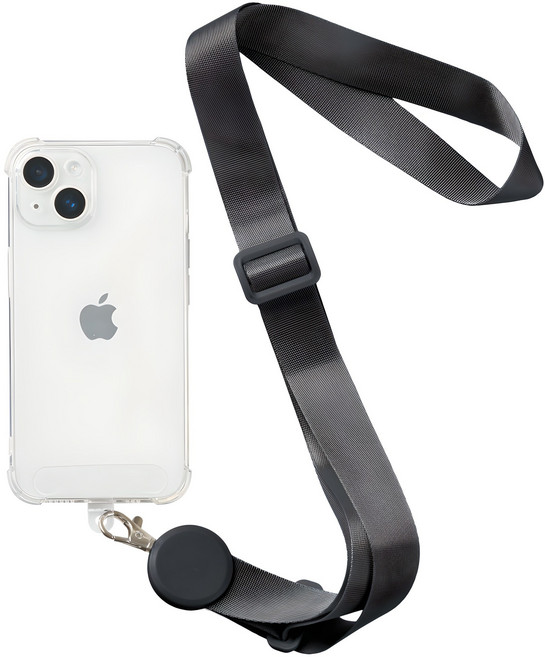 하이퀄 와이드 핸드폰 목걸이 스트랩 전 기종, 블랙, 1개