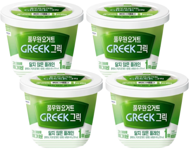 풀무원다논 그릭 달지않은 플레인 450g, 400g, 4개