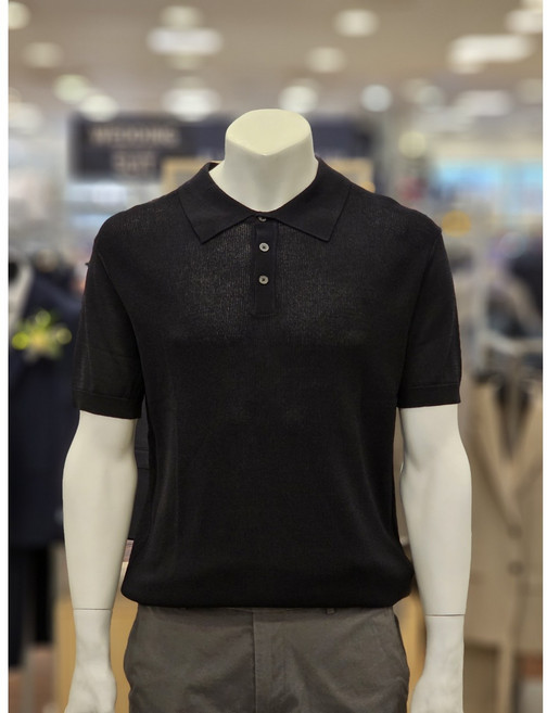 *킨록앤더슨 남성 블랙 반팔 카라 티셔츠 니트 NFHW91