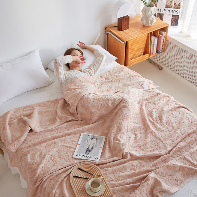 자카드 면 여름이불 성인용 순면 에어컨 담요 침대시트 빈티지 스타일 가정용 퀼트, 유럽 스타일의 라마 색상