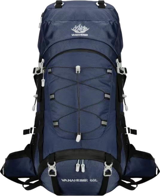 HTYVC 등산가방 60L 대용량 방수 스포츠 배낭 백팩 트래킹 캠핑 아웃도어 남녀 등산 가방 + 방수커버, Deep blue