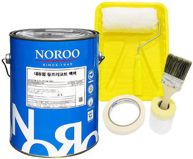 벽지 실내 곰팡이방지페인트 베란다탄성코트 규조토 친환경 결로방지 방수페인트 7인치도구세트, 화이트 4L, 1세트