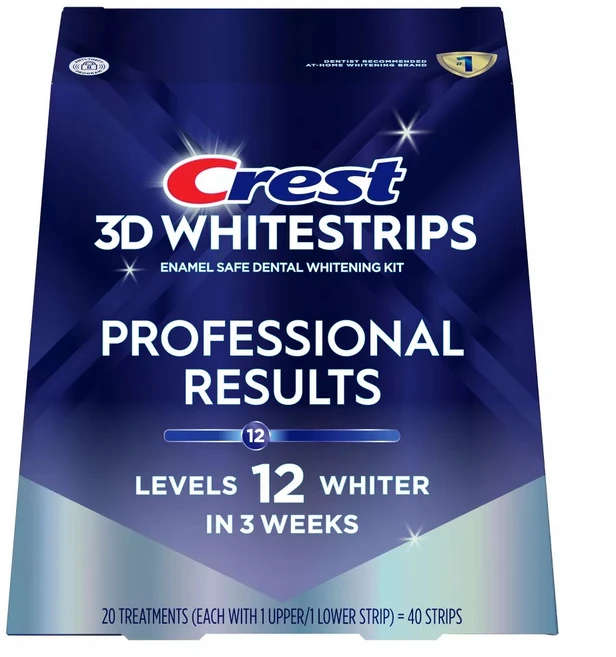 Crest 3D Whitestrips Professional Bright Levels 12 치아 미백 키트 20트리트먼트 40ct, 20개, 17g - 쿠팡