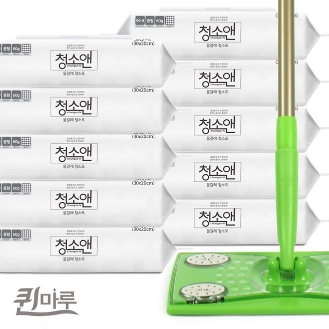 퀸마루 물걸레포10개+밀대1개, 1개