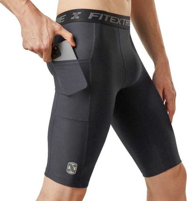 피트엑스 남자 스포츠 5부 포켓 레깅스 타이즈 / 롱드로즈 짐웨어 바이크쇼츠 반바지 레깅스