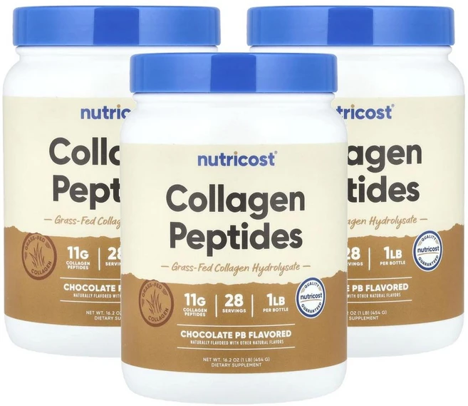 뉴트리코스트 콜라겐 펩타이드 초콜릿 PB Nutricost Collagen Peptides Chocolate PB 454g, 3개 - 쿠팡