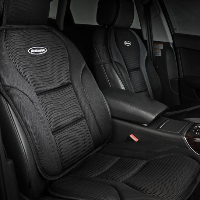 [국산] 노블레스 사계절 고급 메쉬 차량용 통풍 시트방석 컬러포인트 쿠션감 장시간운전 인체공학 설계, 블랙, 1개