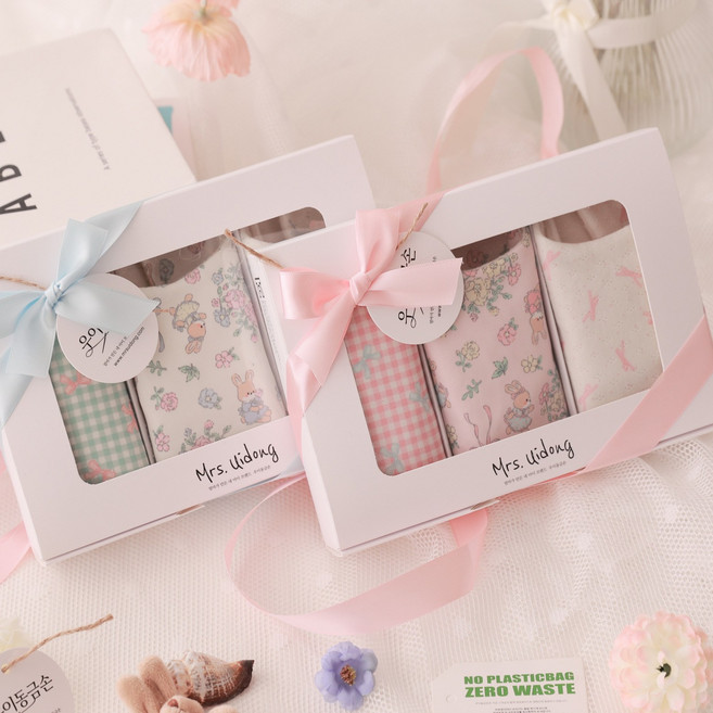 [출산백일선물] 우이동금손 베이비 리본 턱받이 3종세트 [포장+쇼핑백동봉], 1개, 3개입, 블루세트