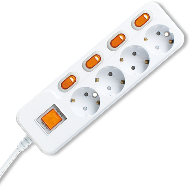 현대 국산 멀티탭 4구 절전 개별 과부하차단, 1개, 1.5m