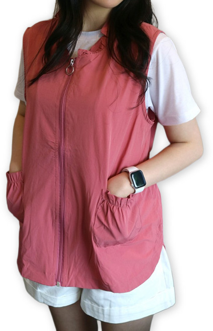 메리앤유 포켓디테일 프릴카라 집업 조끼