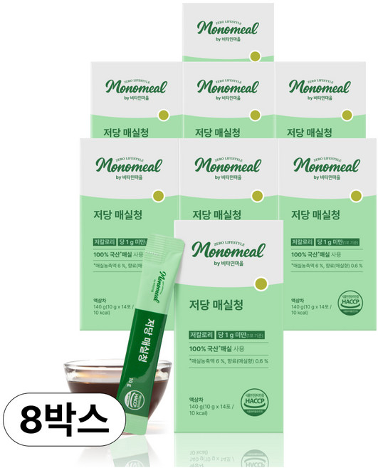 비타민마을 모노밀 100% 국산매실 저당 매실청 스틱 14포, 8개, 140g