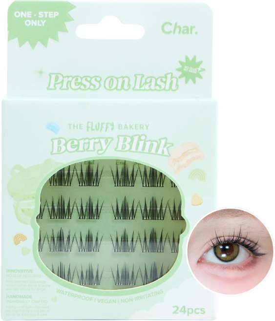 Char. The Fluffy Bakery Berry Blink 人造假睫毛, 1個, 黑色