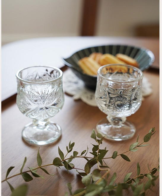 크리스탈 고블렛잔 소주잔 6P 1세트 예쁜 감성 빈티지 고급술잔, B_플라워