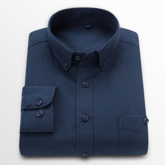 男士牛津紡襯衫 青年 修身 百搭 免燙, 1個, 藏青色5XL